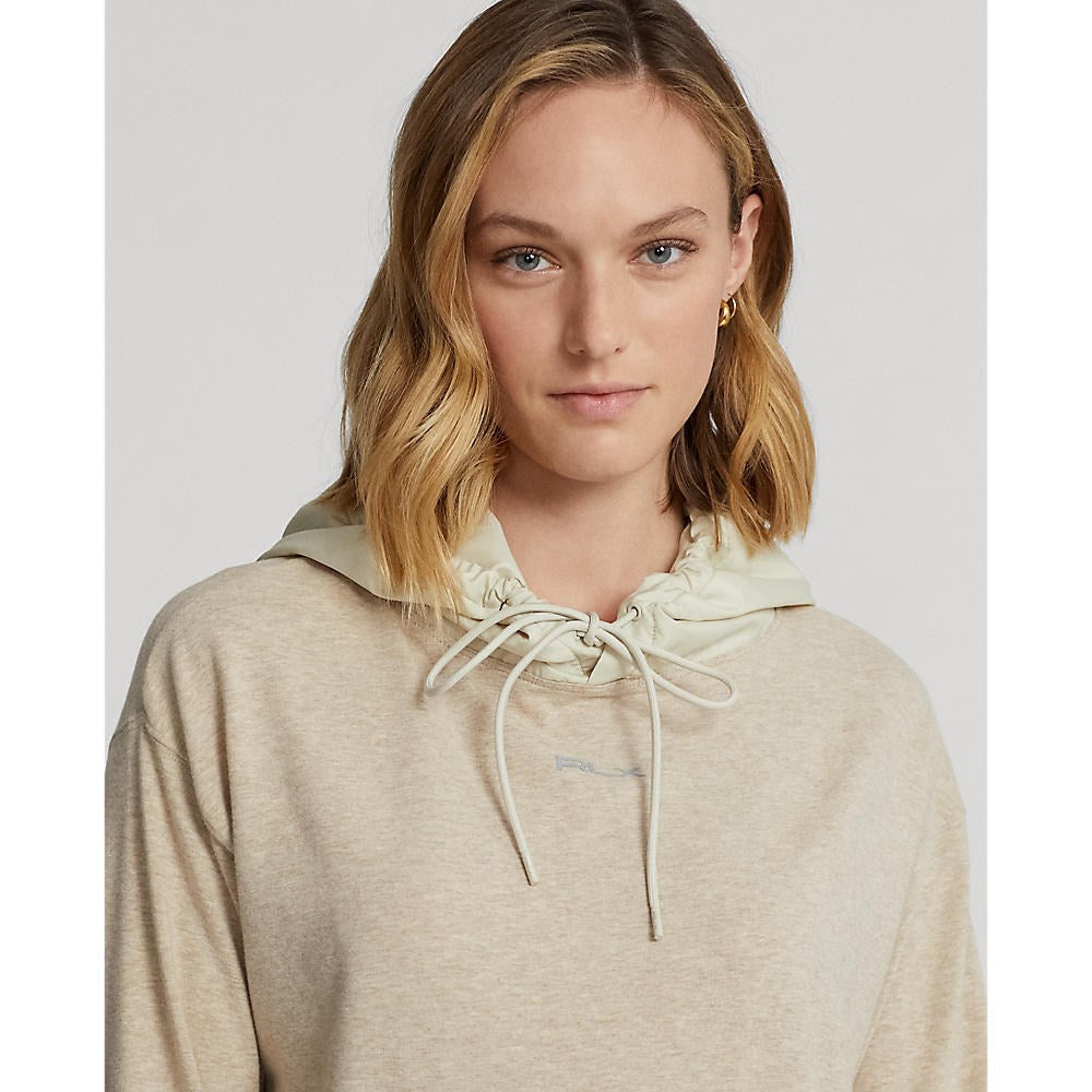 RLX Ralph Lauren Women's Logo Cloud Fleece Hybrid Jersey Hoodie - Sand Heather