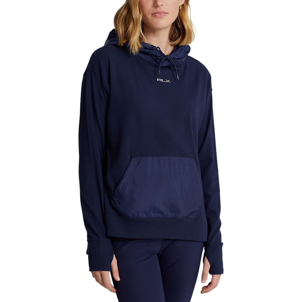 RLX Ralph Lauren Women's Logo Cloud Fleece Hybrid Jersey Hoodie - French Navy