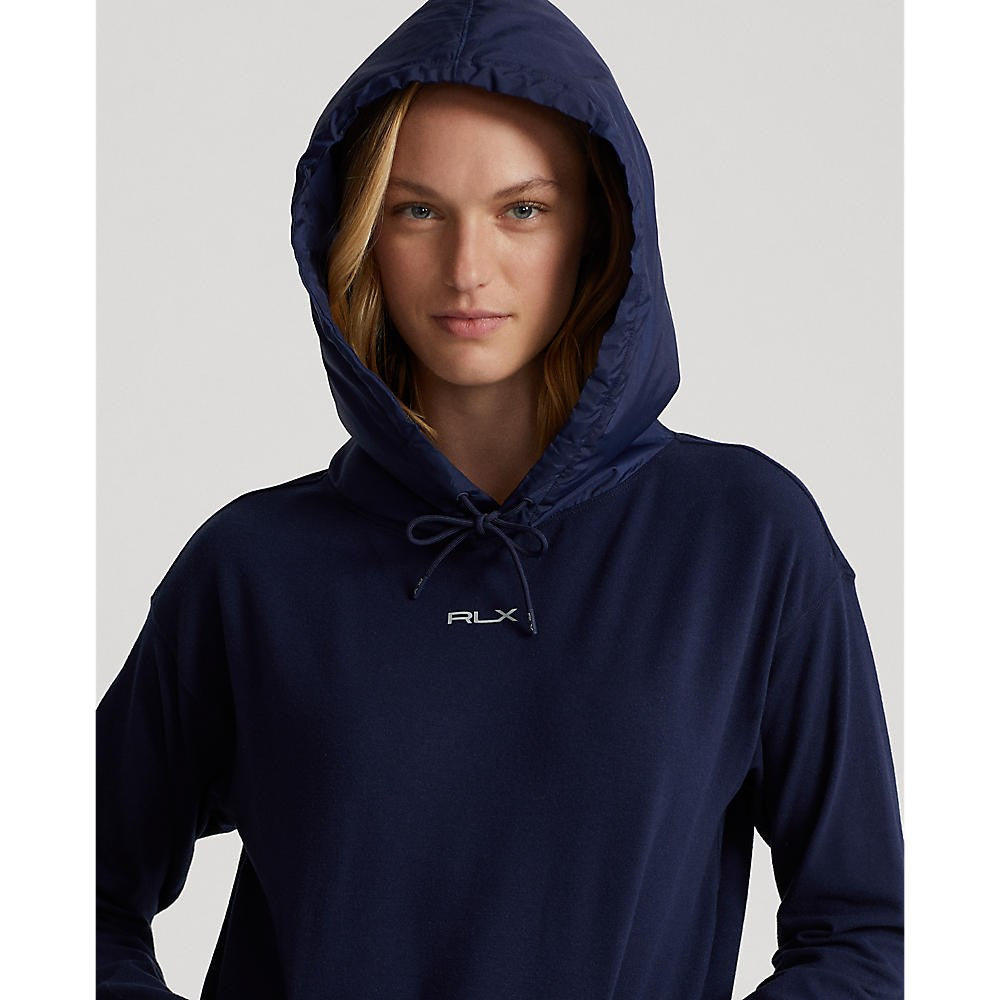RLX Ralph Lauren Women's Logo Cloud Fleece Hybrid Jersey Hoodie - French Navy