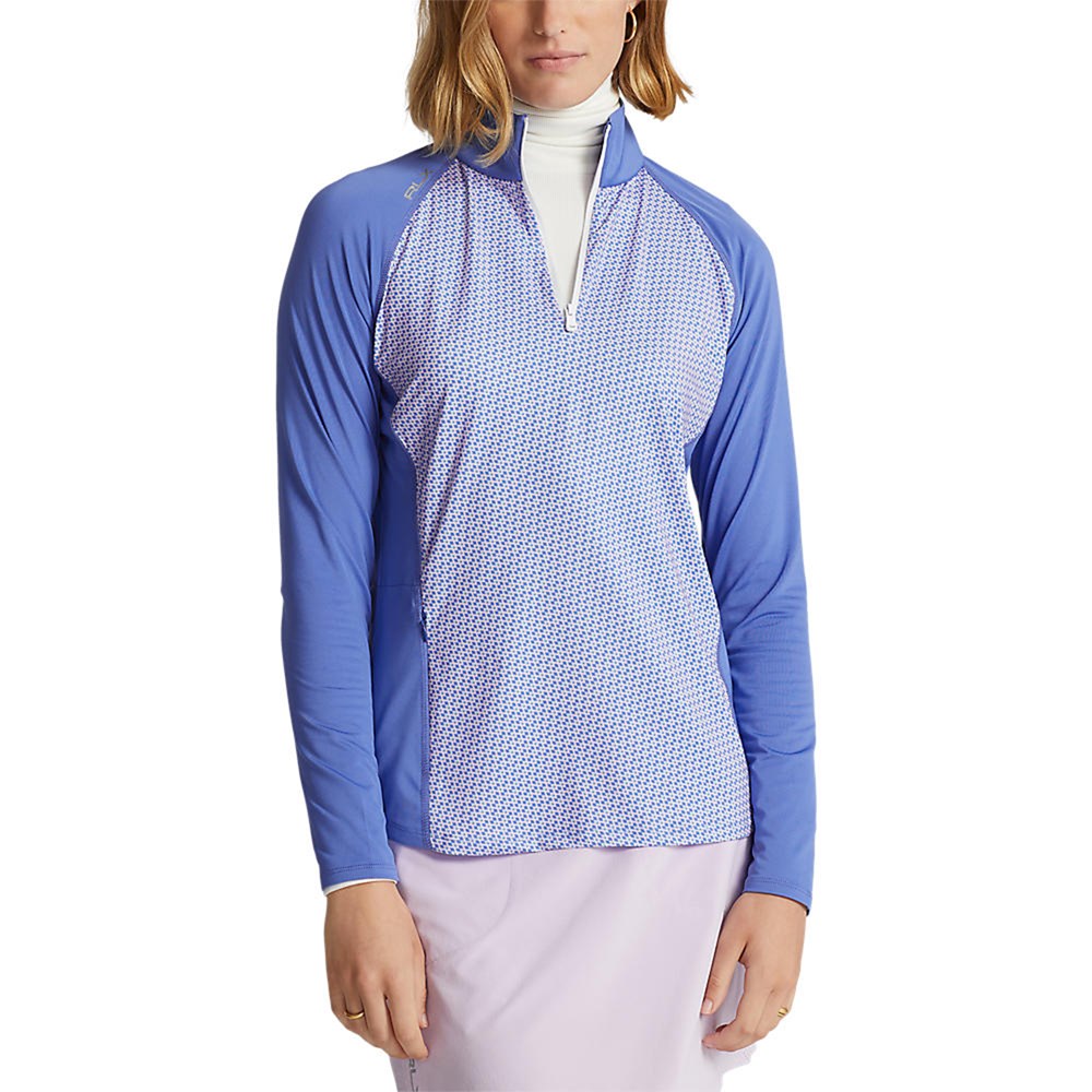 RLX Ralph Lauren Women's Jersey UV Quarter Zip Golf Pullover - Scottsdale Blue Geo