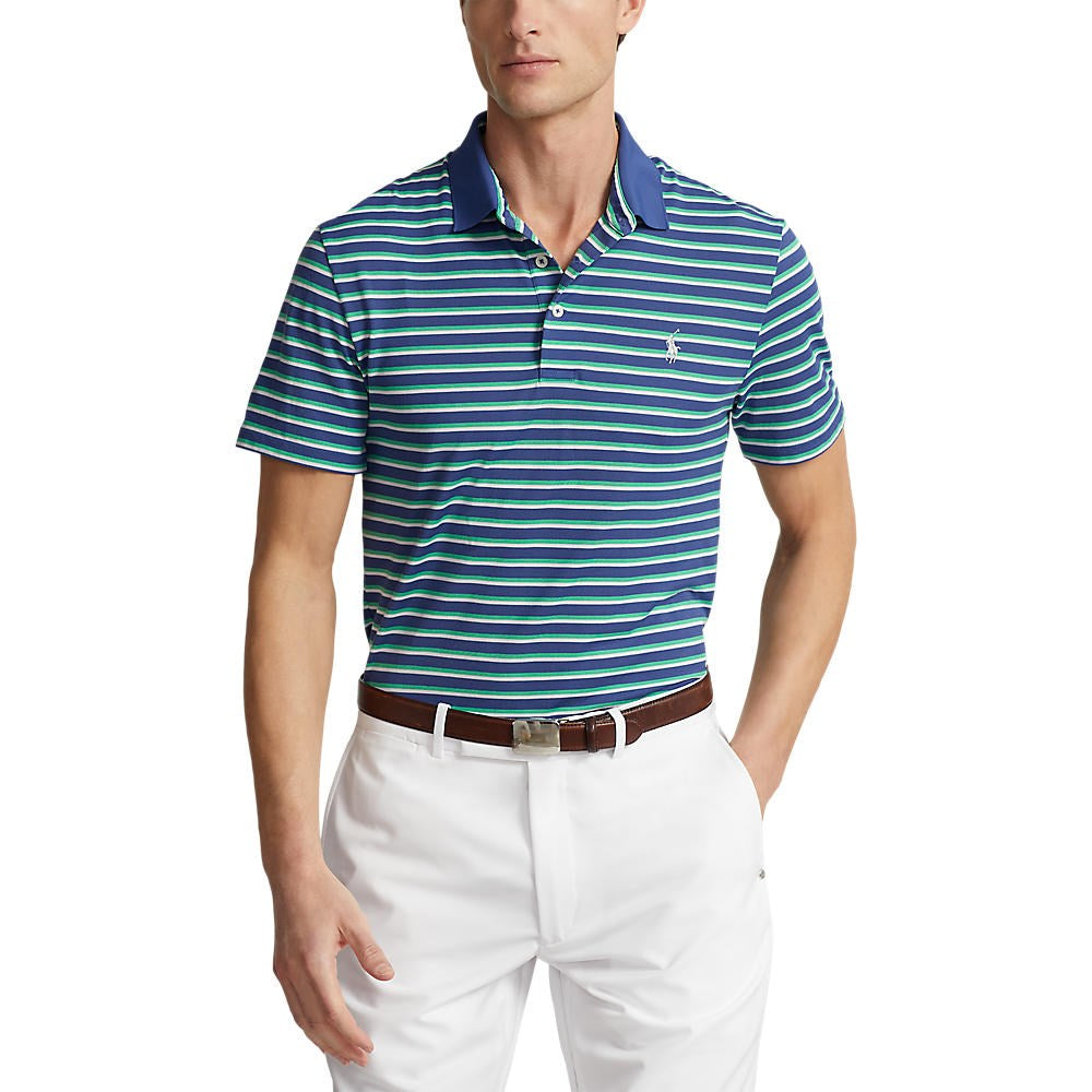 RLX Ralph Lauren Tour Pique Stripe  Polo Shirt - Royal Navy Multi