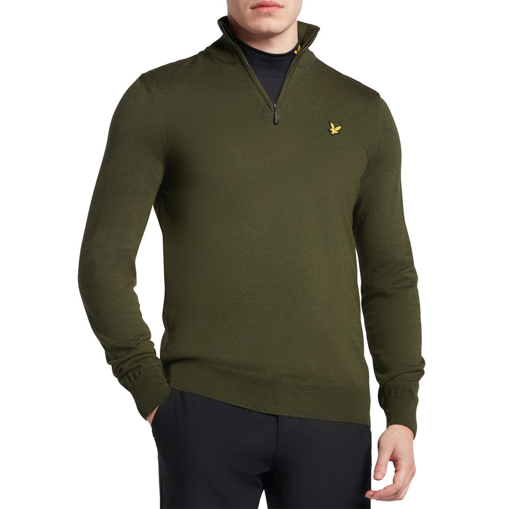 Lyle & Scott Core 1/4 Zip Merino Mix - Cactus Green