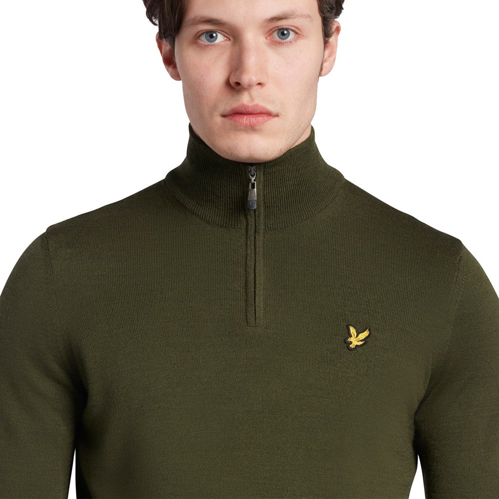 Lyle & Scott Core 1/4 Zip Merino Mix - Cactus Green