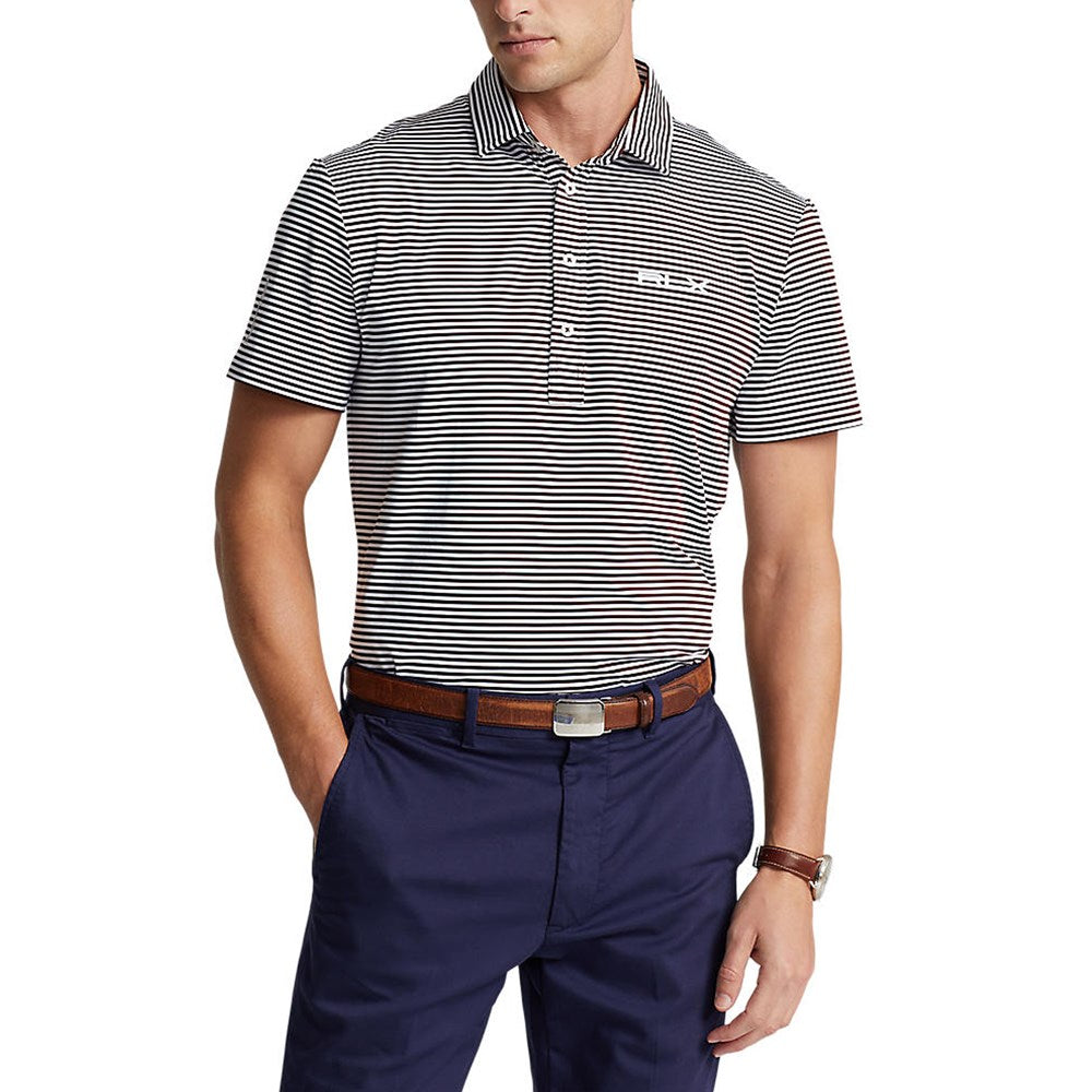 RLX Ralph Lauren YD Stripe Lightweight Airflow Polo - Rich Ruby/Pure White