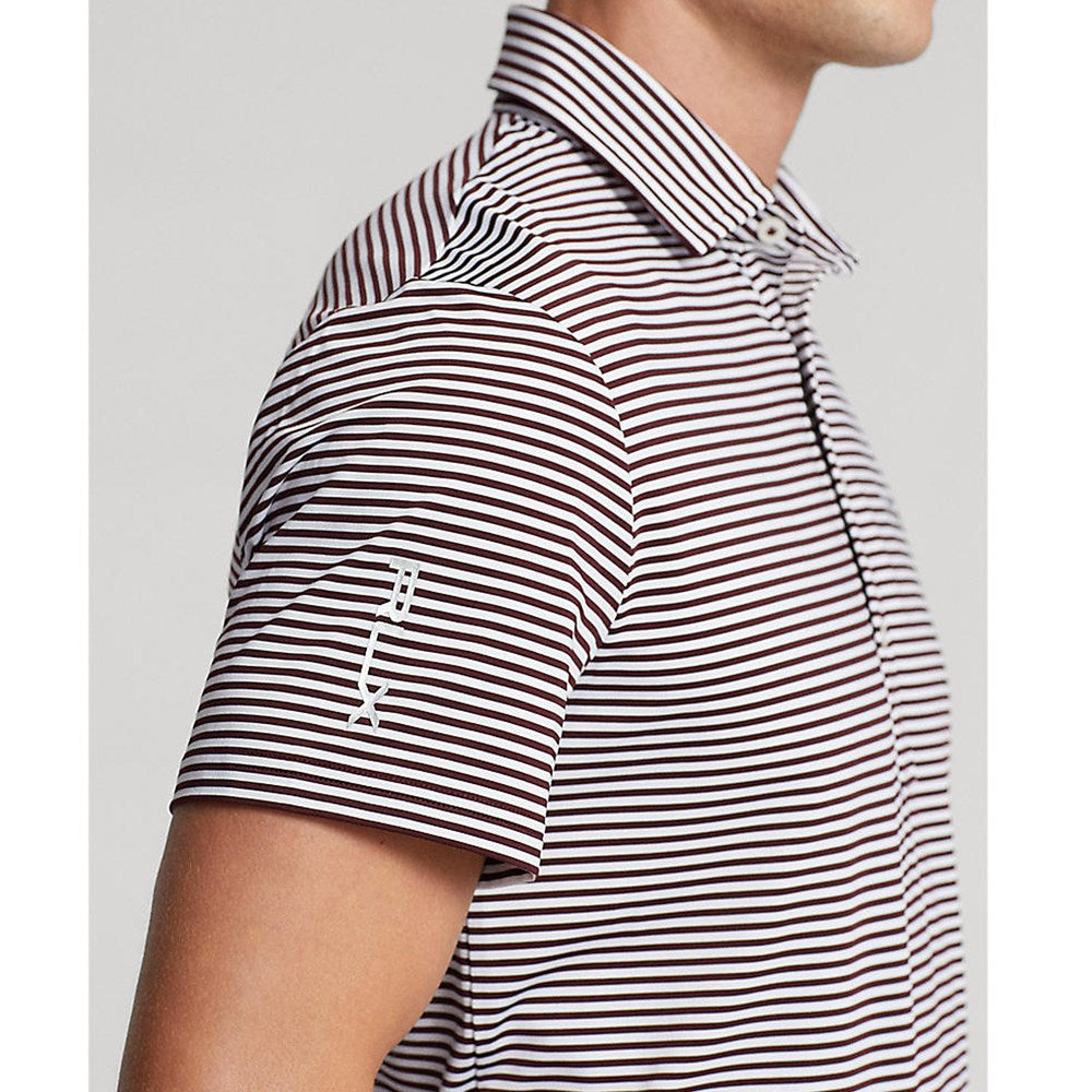 RLX Ralph Lauren YD Stripe Lightweight Airflow Polo - Rich Ruby/Pure White