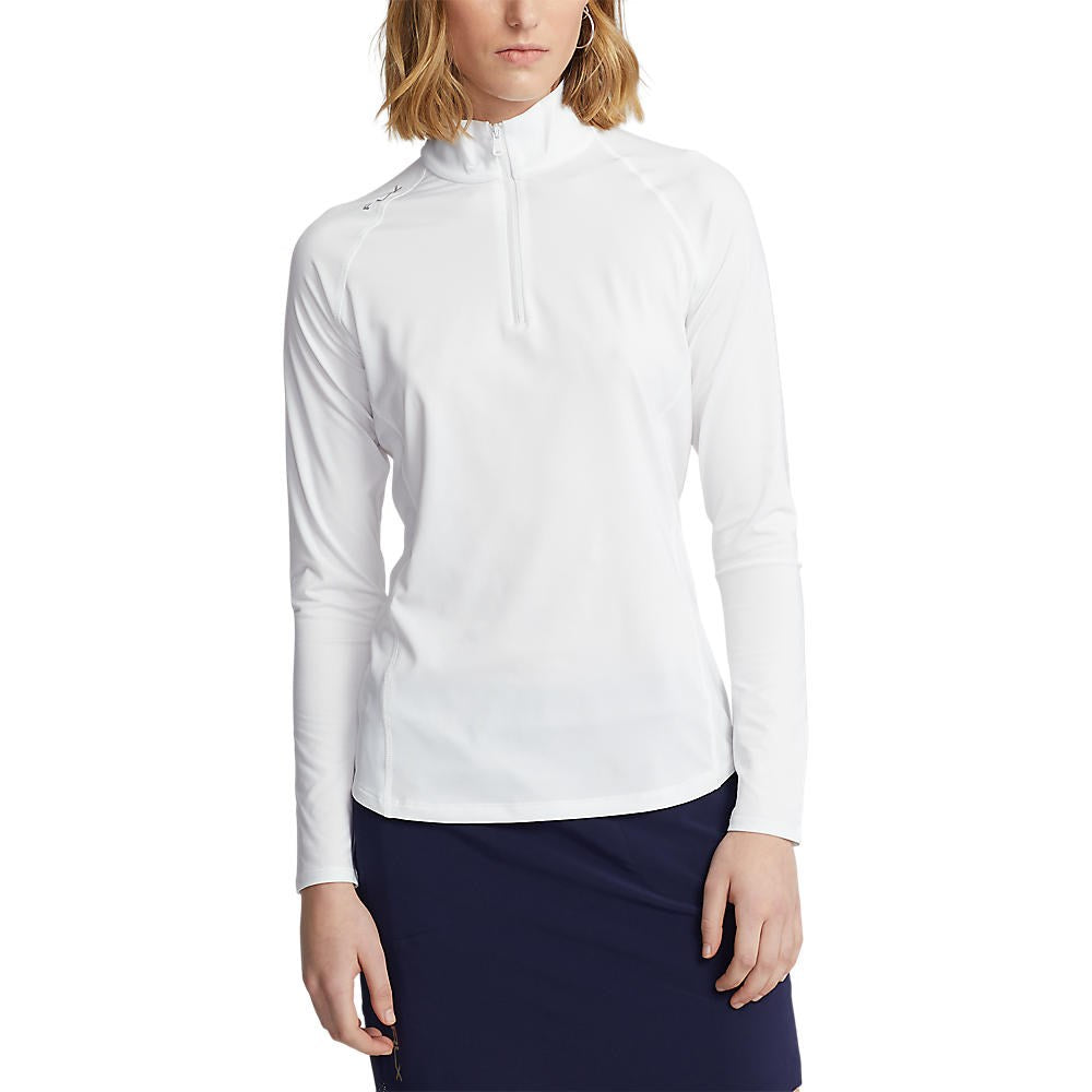 RLX Ralph Lauren Women's Jersey UV Quarter Zip Golf Pullover - Pure White